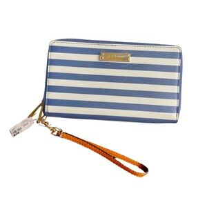 Aldo Wallet with 2 Large Sections and Wristlet Loop in Navy & White